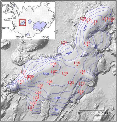 Bayesian Inference of Ice Softness and Basal Sliding Parameters at Langjökull